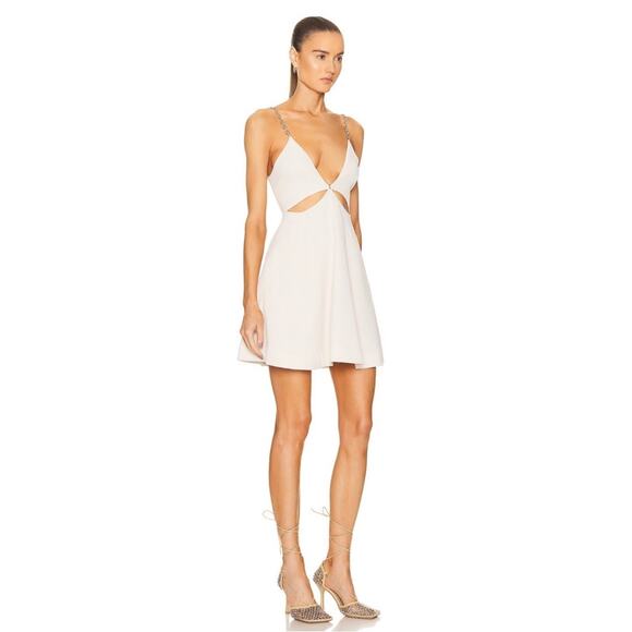 Jonathan Simkhai Ellis Cutout Silver Chain Egret White Mini Dress Size 4 - Picture 3 of 9